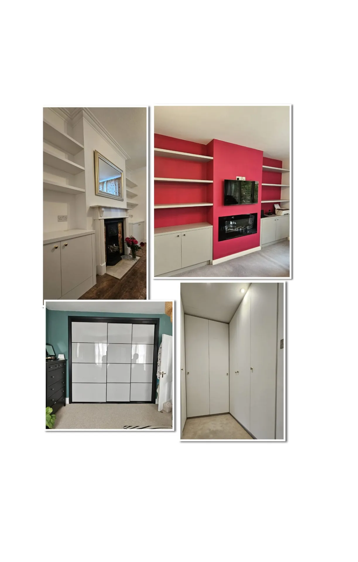 Fitted wardrobe interior with hanging rails, shelving and drawer unit