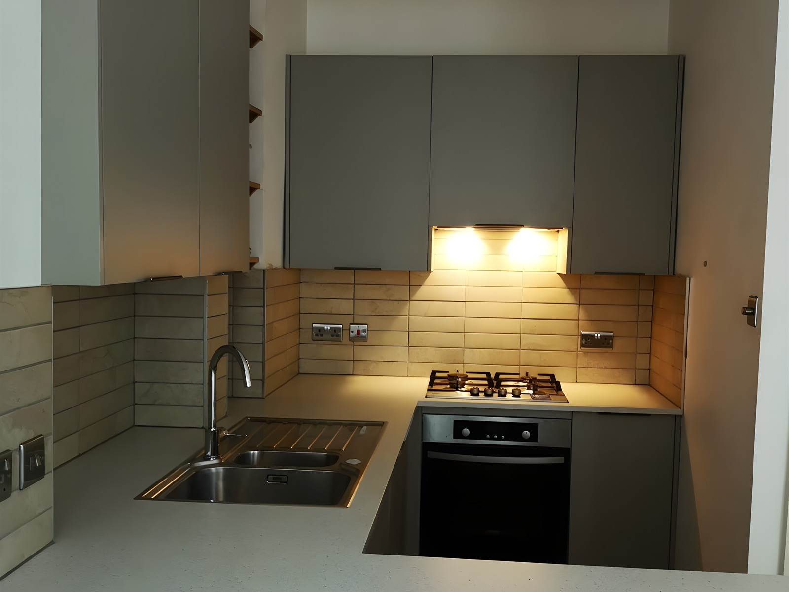 Compact grey kitchen — bespoke joinery project in London